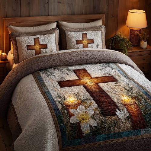 Cross 3-Piece Quilted Bedding Set GFTOHD12724