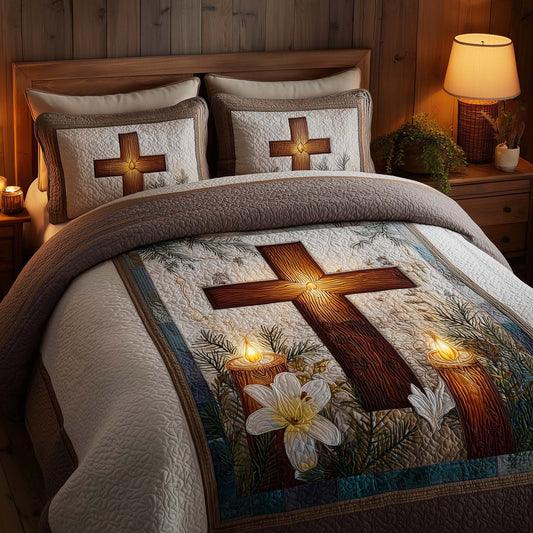 Cross 3-Piece Quilted Bedding Set GFTOHD12724