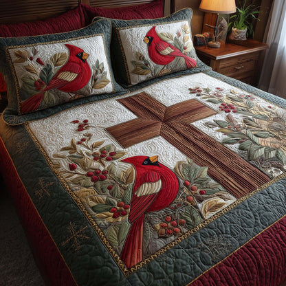 Cross 3-Piece Quilted Bedding Set GFTOHD12725