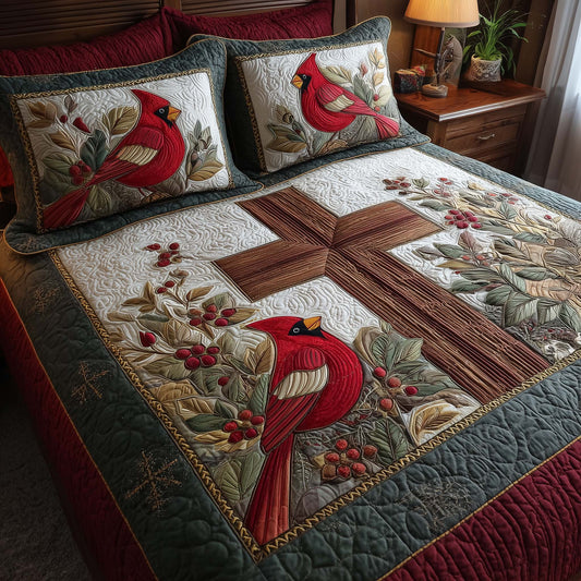 Cross 3-Piece Quilted Bedding Set GFTOHD12725