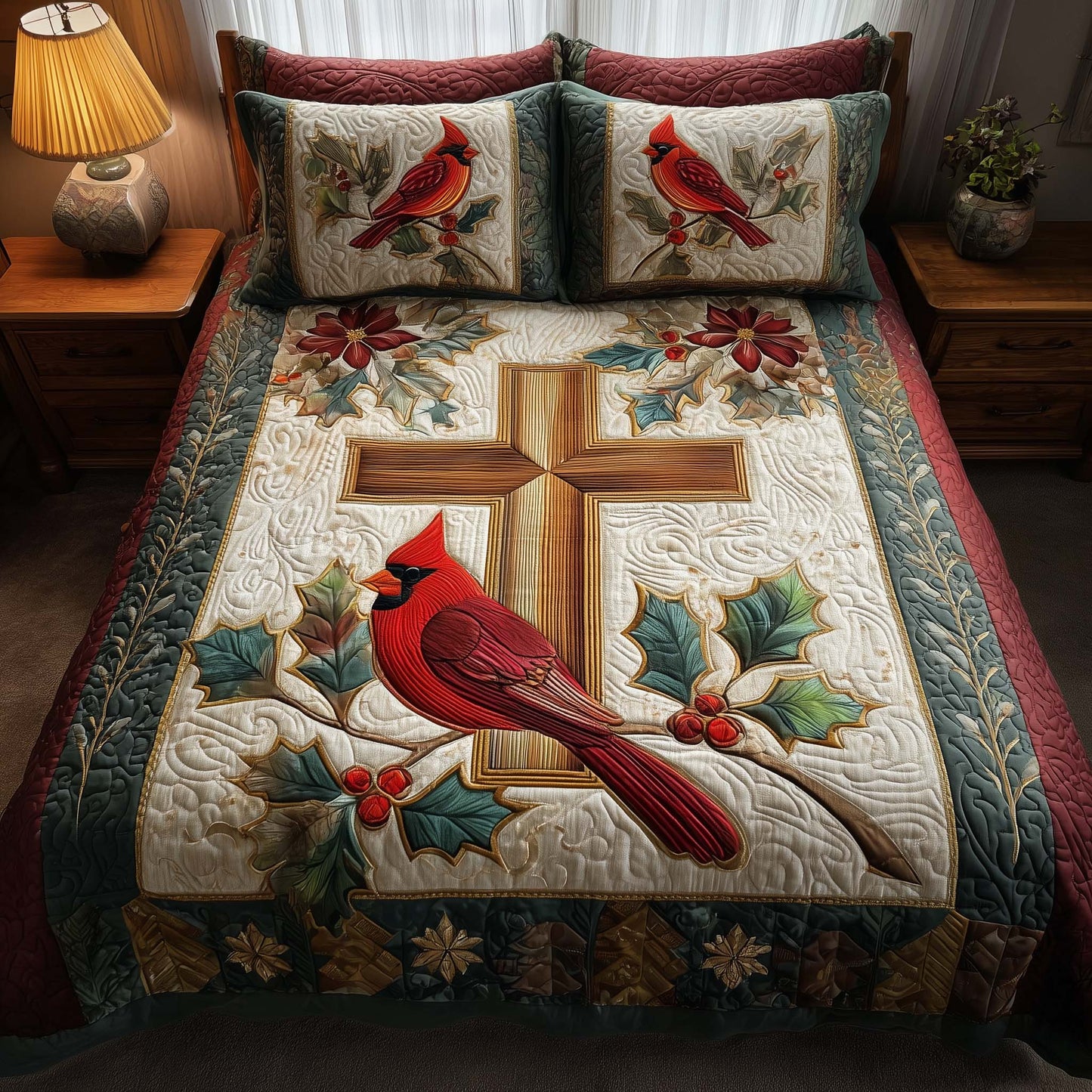 Cross 3-Piece Quilted Bedding Set GFTOHD12726