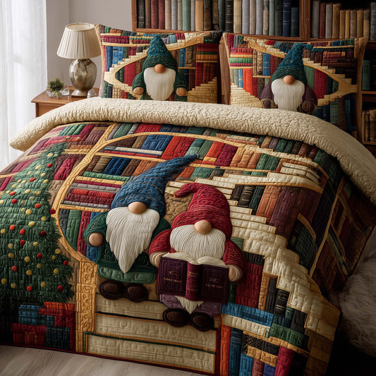 Joyful Christmas Gnomes 3-Piece Quilted Bedding Set GFTOHD12728