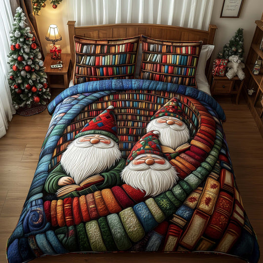 Joyful Christmas Gnomes 3-Piece Quilted Bedding Set GFTOHD12729