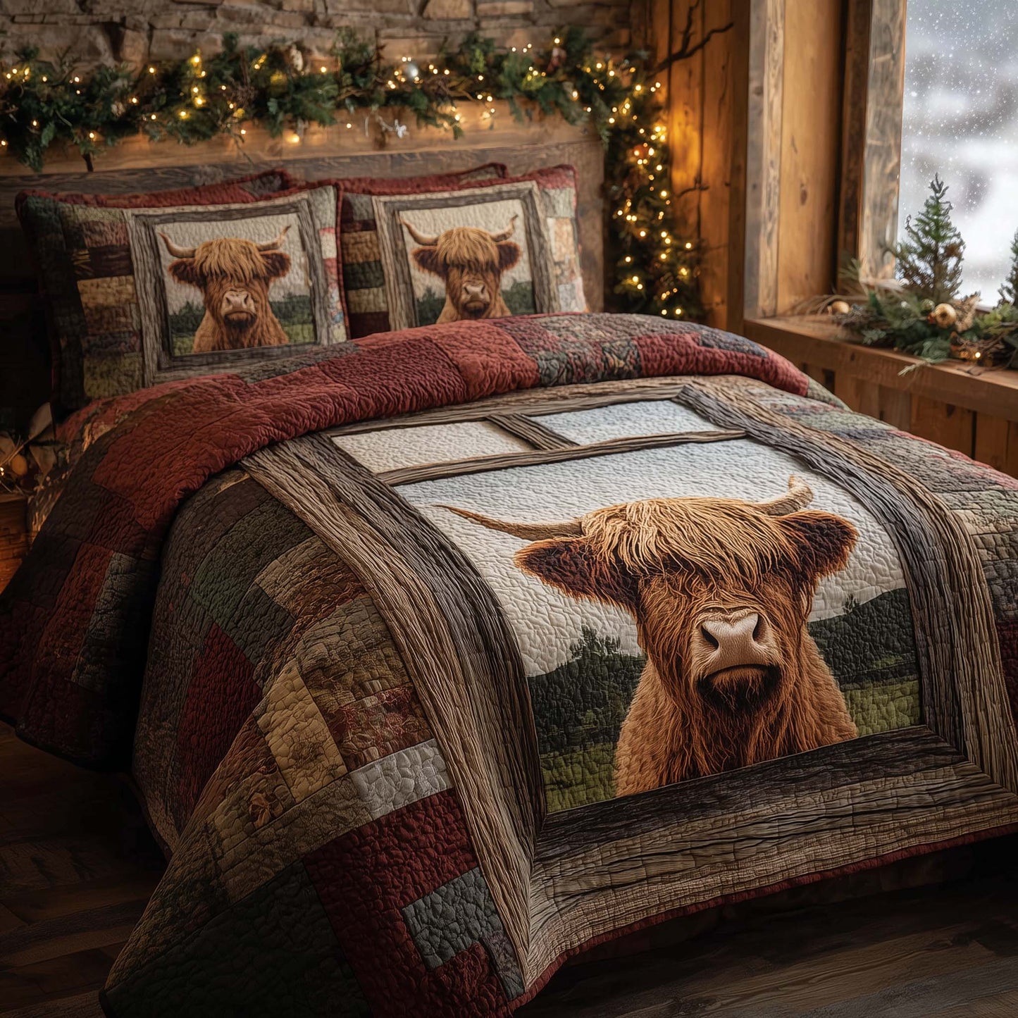 Highland Cow Dream 3-Piece Quilted Bedding Set GFTOHD12764