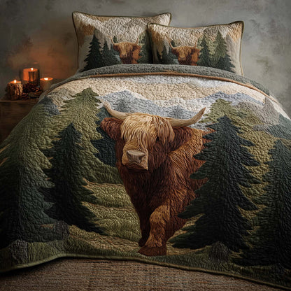 Highland Cow Dream 3-Piece Quilted Bedding Set GFTOHD12766