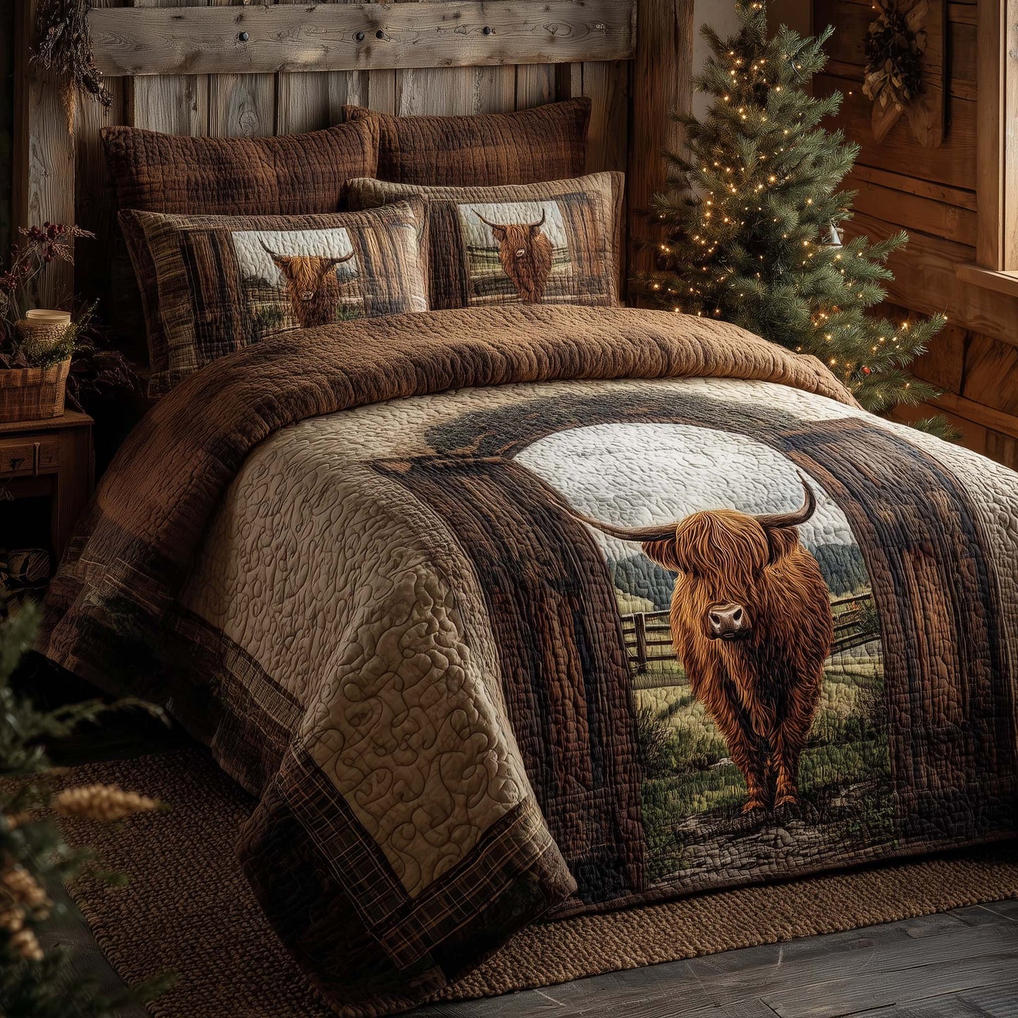 Highland Cow Dream 3-Piece Quilted Bedding Set GFTOHD12768
