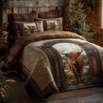 Highland Cow Dream 3-Piece Quilted Bedding Set GFTOHD12768