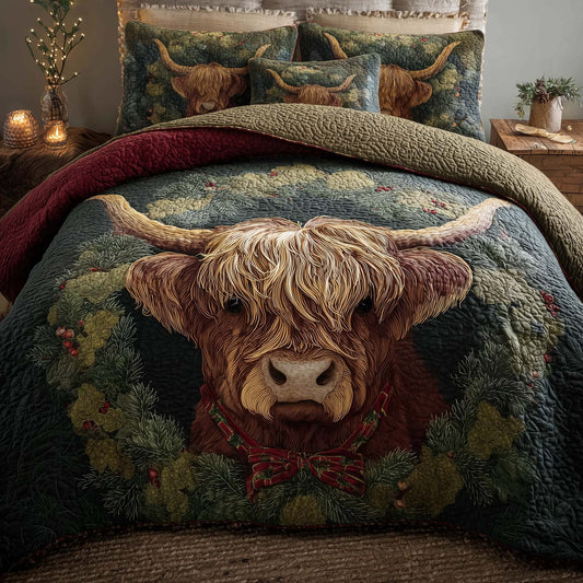 Highland Cow Dream 3-Piece Quilted Bedding Set GFTOHD12770