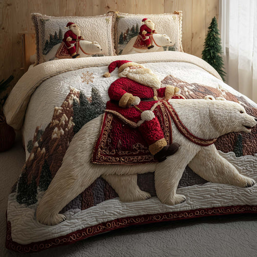 Santa Journey 3-Piece Quilted Bedding Set GFTOHD12776