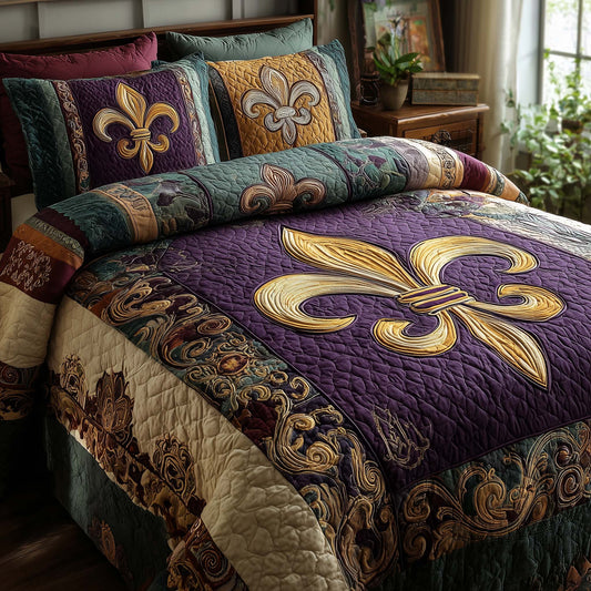 Fleur De Lis 3-Piece Quilted Bedding Set GFTOHD12804