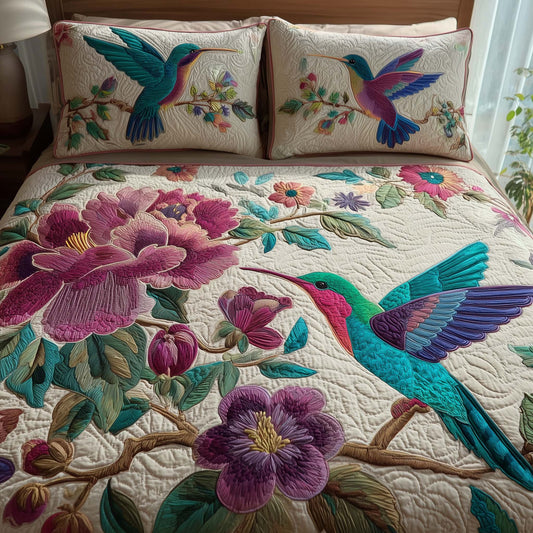 Hummingbird Heaven 3-Piece Quilted Bedding Set GFTOHD12820