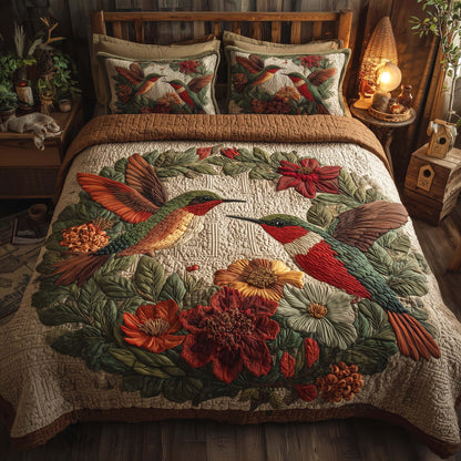 Hummingbird Heaven 3-Piece Quilted Bedding Set GFTOHD12821