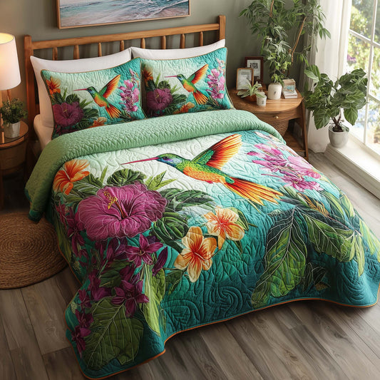 Hummingbird Heaven 3-Piece Quilted Bedding Set GFTOHD12823