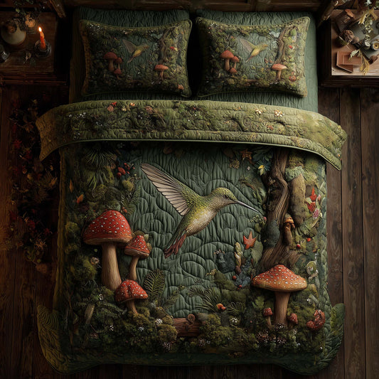 Hummingbird Heaven 3-Piece Quilted Bedding Set GFTOHD12826
