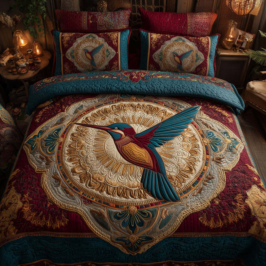 Hummingbird Heaven 3-Piece Quilted Bedding Set GFTOHD12827