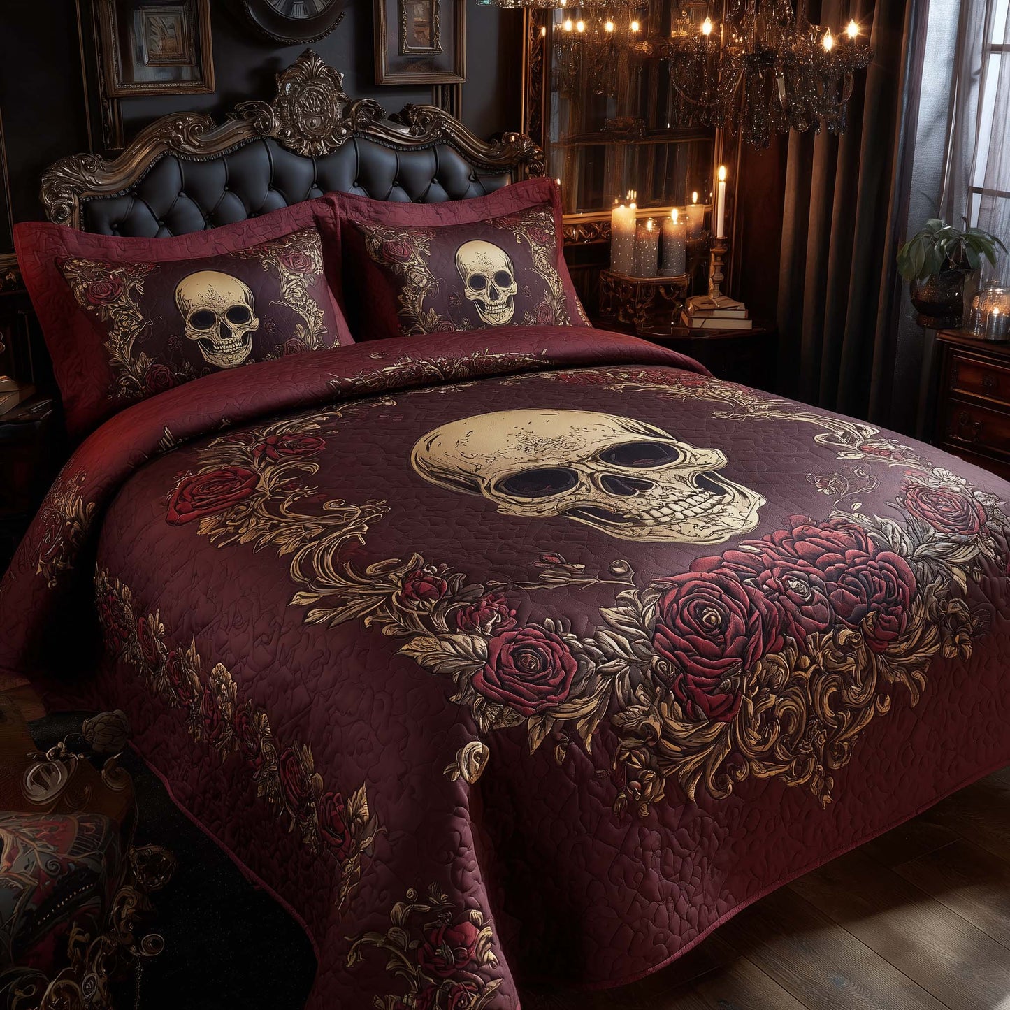Mystique Solo Skull 3-Piece Quilted Bedding Set GFTOHD12833
