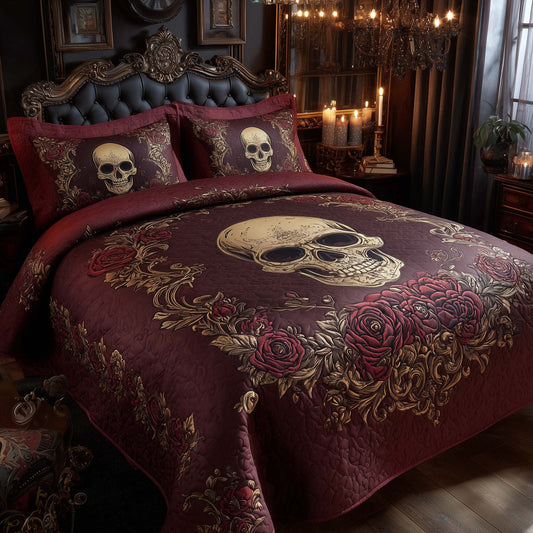 Mystique Solo Skull 3-Piece Quilted Bedding Set GFTOHD12833
