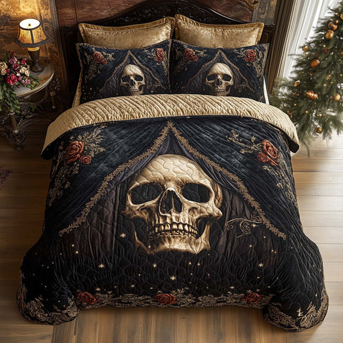 Mystique Solo Skull 3-Piece Quilted Bedding Set GFTOHD12836