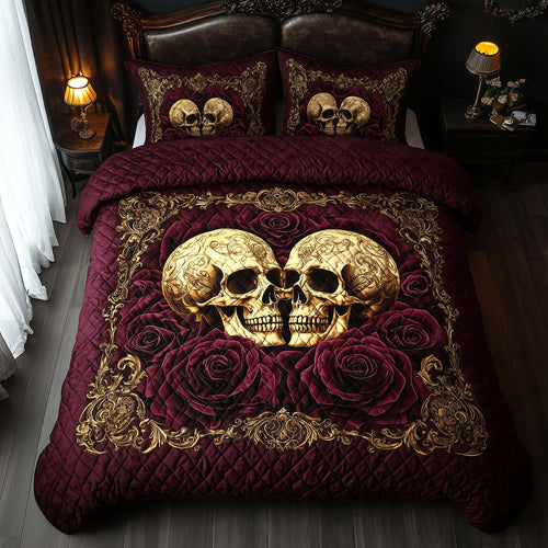 Romantic Gothic Skulls 3-Piece Quilted Bedding Set GFTOHD12840