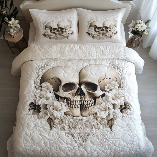 Romantic Gothic Skulls 3-Piece Quilted Bedding Set GFTOHD12842