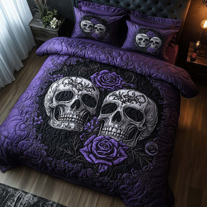Romantic Gothic Skulls 3-Piece Quilted Bedding Set GFTOHD12845