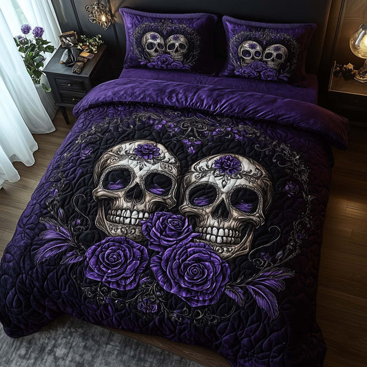 Romantic Gothic Skulls 3-Piece Quilted Bedding Set GFTOHD12846