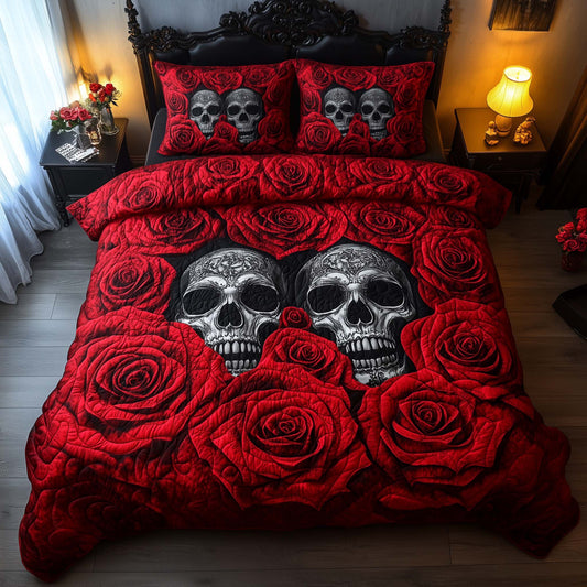 Romantic Gothic Skulls 3-Piece Quilted Bedding Set GFTOHD12848