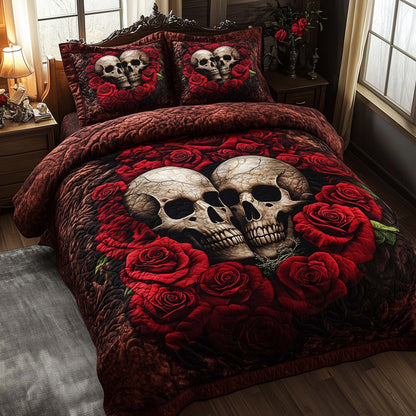 Romantic Gothic Skulls 3-Piece Quilted Bedding Set GFTOHD12849