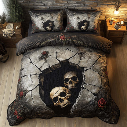 Romantic Gothic Skulls 3-Piece Quilted Bedding Set GFTOHD12850