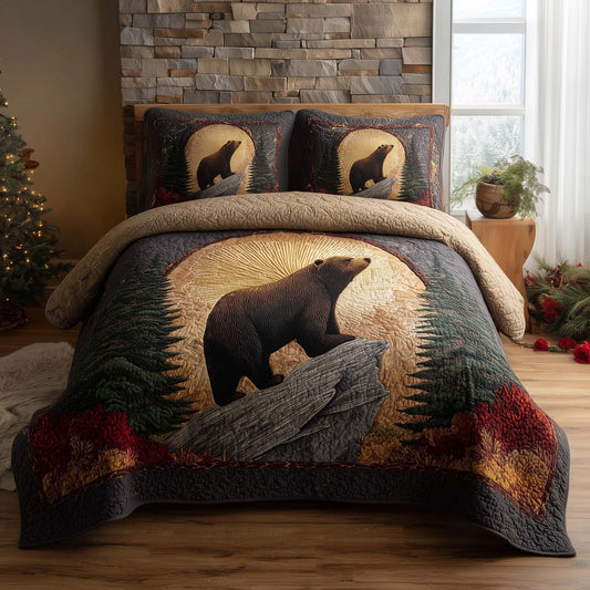Forest Bear 3-Piece Quilted Bedding Set GFTOHD12852