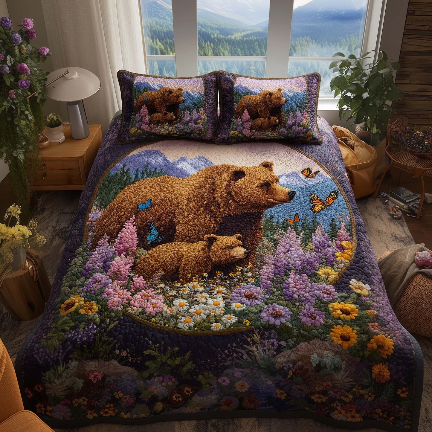 Bear Heaven 3-Piece Quilted Bedding Set GFTOHD12854