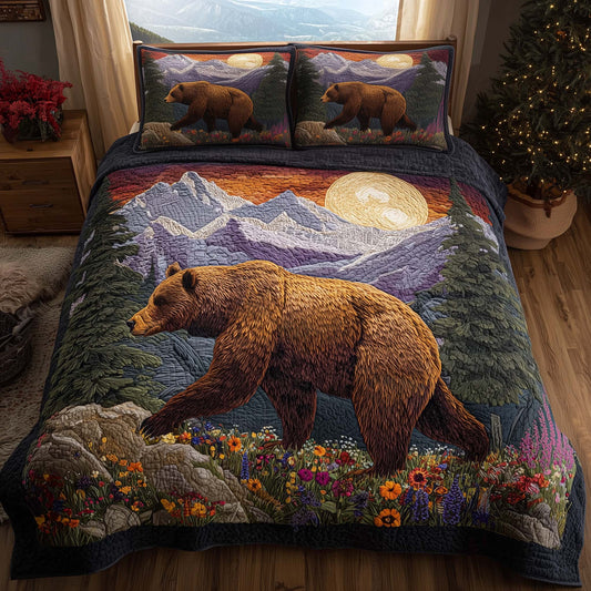 Forest Bear 3-Piece Quilted Bedding Set GFTOHD12857