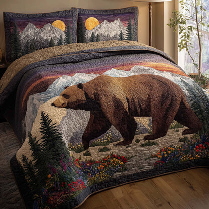 Forest Bear 3-Piece Quilted Bedding Set GFTOHD12858