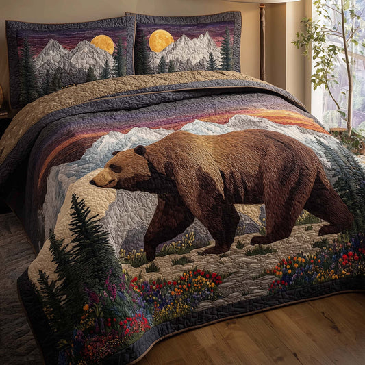 Forest Bear 3-Piece Quilted Bedding Set GFTOHD12858