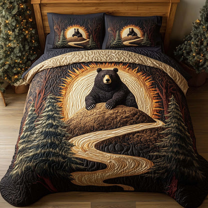 Forest Bear 3-Piece Quilted Bedding Set GFTOHD12859