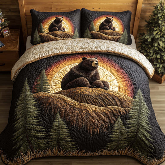 Forest Bear 3-Piece Quilted Bedding Set GFTOHD12860