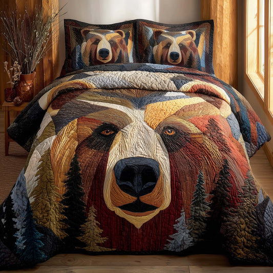Bear Brave 3-Piece Quilted Bedding Set GFTOHD12861
