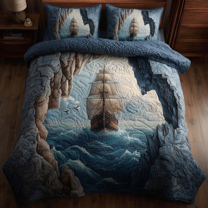 Majestic Ship 3-Piece Quilted Bedding Set GFTOHD12864