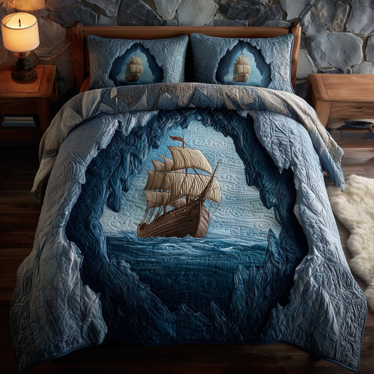 Majestic Ship 3-Piece Quilted Bedding Set GFTOHD12867