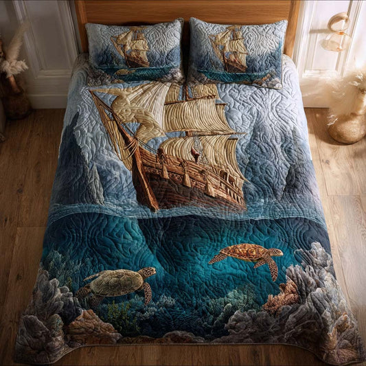 Majestic Ship 3-Piece Quilted Bedding Set GFTOHD12868