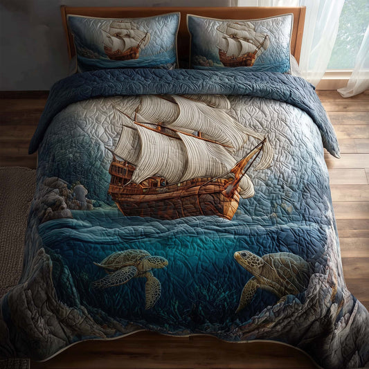 Majestic Ship 3-Piece Quilted Bedding Set GFTOHD12869