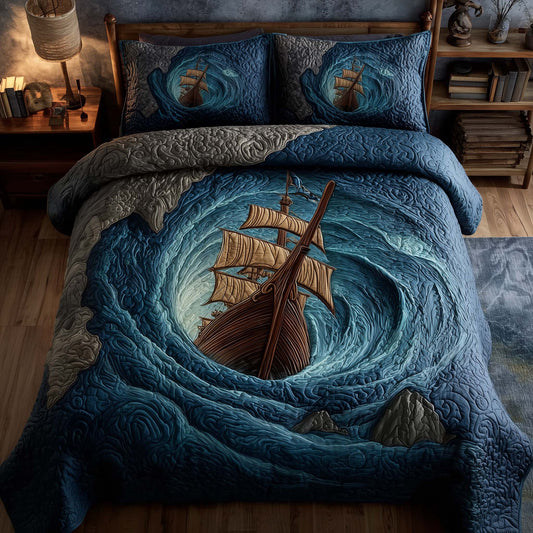 Majestic Ship 3-Piece Quilted Bedding Set GFTOHD12870