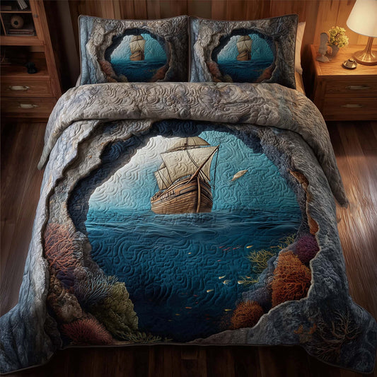 Majestic Ship 3-Piece Quilted Bedding Set GFTOHD12871