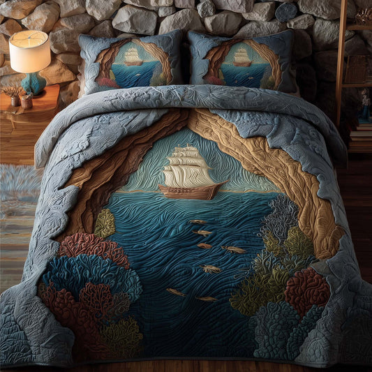 Majestic Ship 3-Piece Quilted Bedding Set GFTOHD12872