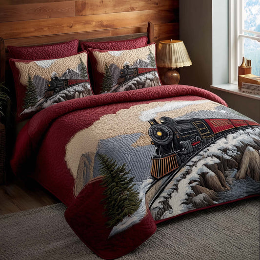 Train Journey 3-Piece Quilted Bedding Set GFTOHD12877