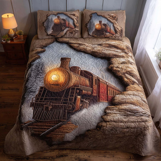 Train Journey 3-Piece Quilted Bedding Set GFTOHD12878