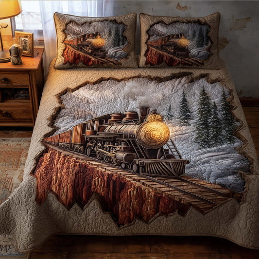 Train Journey 3-Piece Quilted Bedding Set GFTOHD12879