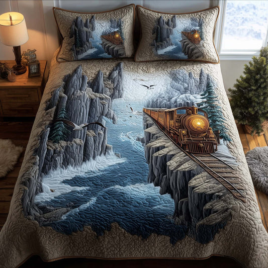 Train Journey 3-Piece Quilted Bedding Set GFTOHD12882