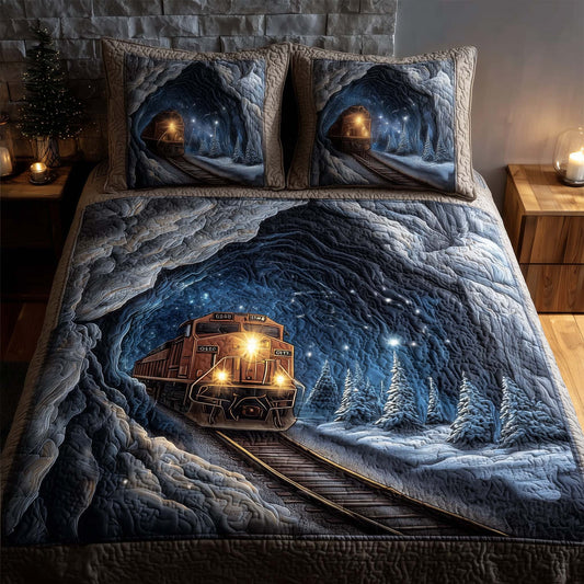 Train Journey 3-Piece Quilted Bedding Set GFTOHD12883
