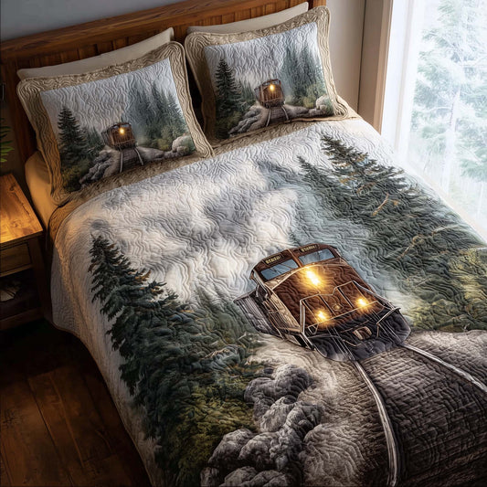 Train Journey 3-Piece Quilted Bedding Set GFTOHD12884